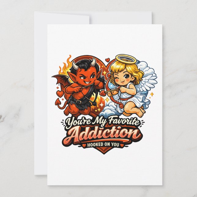 Invitation Cute Devil & Angel Valentine Day Love Design (Devant)