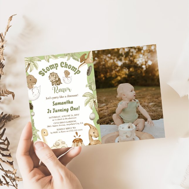 Invitation Cute Dinosaur Boy Anniversaire Dino Party Photo (Créateur téléchargé)