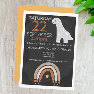 Invitation Cute Dinosaur fête d'anniversaire Personnalisée