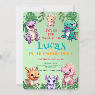 Invitation Cute dinosaur jungle anniversaire de enfant de l'é