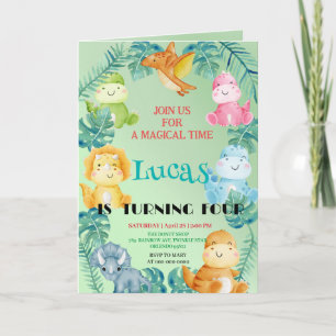 Invitation Cute dinosaur jungle anniversaire de enfant de l'é