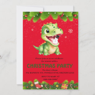 Invitation Cute Dinosaur tenant bonhomme de neige cadeau de N