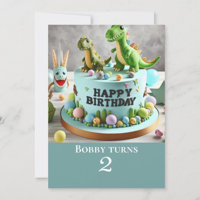 INVITATION CUTE DINOSAUR THÈME ANNIVERSAIRE FÊTE DE GÂTEAU (Dos)