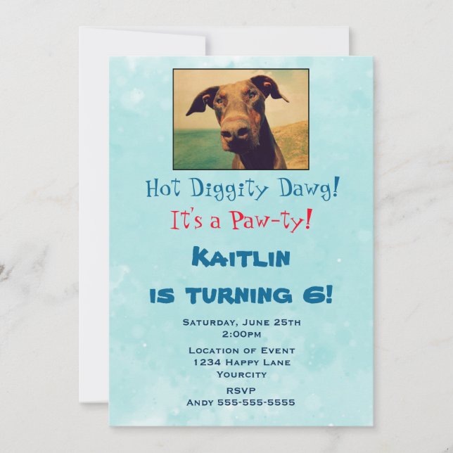 Invitation Cute Doberman Enfants fête d'anniversaire (Devant)