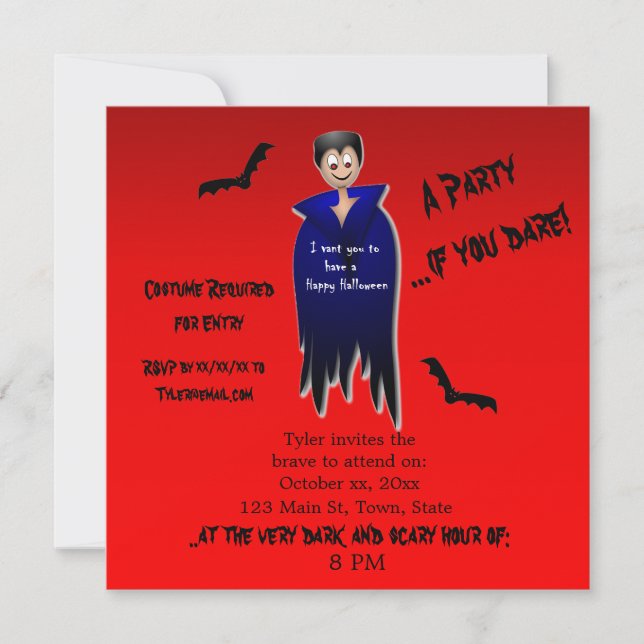 Invitation Cute Dracula Halloween (Devant)