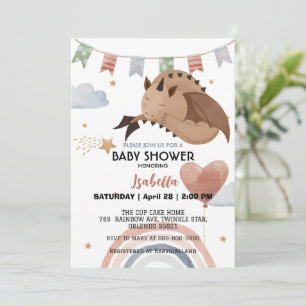 Invitation Cute Dragon baby shower des garçons afro-américain