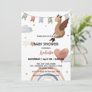 Invitation Cute Dragon baby shower des garçons afro-américain