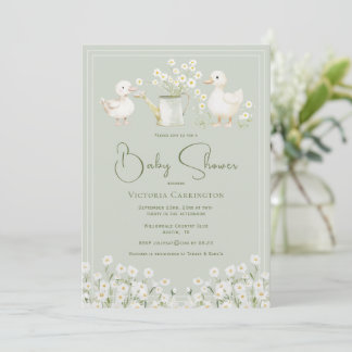Invitation Cute Ducks & Daisies Baby Shower