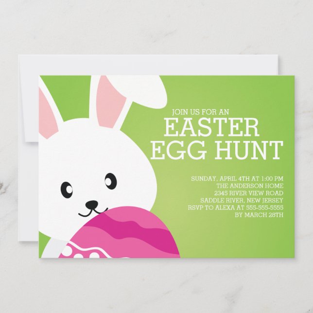 Invitation Cute Easter Bunny Oeuf Hunt Fête de Pâques Invitat (Devant)