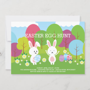 Invitation Cute Easter Bunny Oeuf Hunt Fête de Pâques Invitat