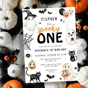 Invitation Cute Éffrayant One Ghost Halloween 1er anniversair