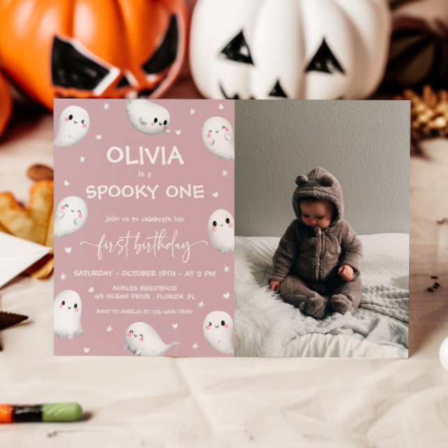 Invitation Cute Éffrayant Une Fille d'Halloween 1er Anniversa (Créateur téléchargé)