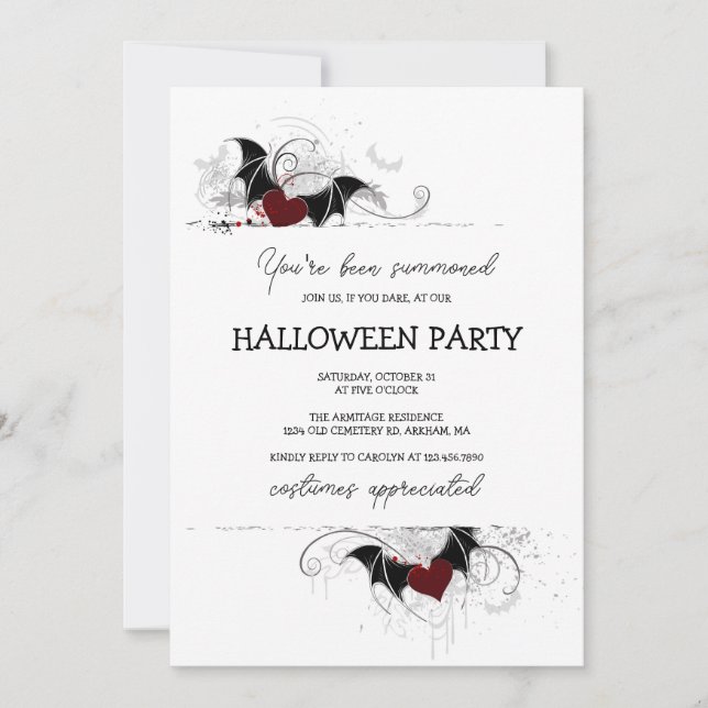 Invitation Cute Éffrayante Calligraphie Halloween Party (Devant)