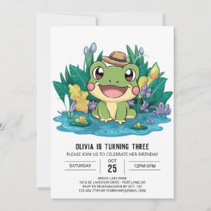 Invitation Cute Elegant Frog Digital Anniversaire