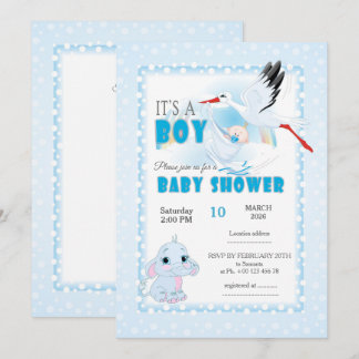 Invitation Cute Elephant Baby Shower Invitation. It is a boy
