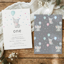 Cute Elephant One 1st Birthday Party