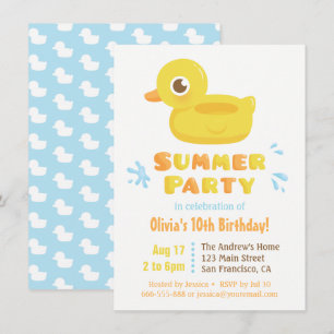 Invitation Cute en caoutchouc Ducky Pool Flotte été Anniversa
