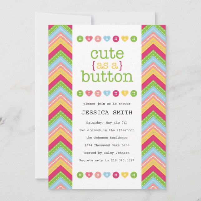 Invitation Cute en tant qu'invitation Baby shower de boutons (Devant)