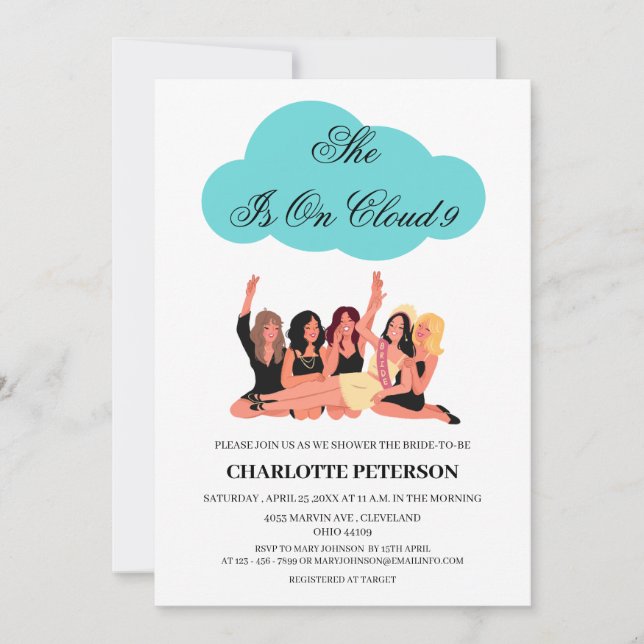 Invitation Cute et amusante Cloud 9 Fête des mariées (Devant)