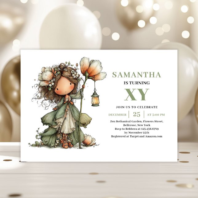 Invitation Cute Fairy Girl 2nd Birthday Pastel Green Invite (Cute Fairy Girl 2nd Birthday Pastel Green Invitation)