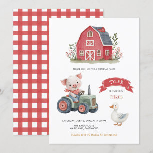 Invitation Cute Farm Animaux Barnyard fête d'anniversaire