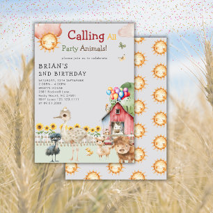 Invitation Cute Farm Animaux Barnyard Ranch fête d'anniversai