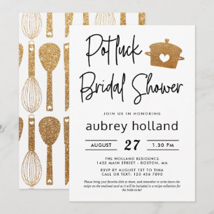 Invitation Cute Faux Gold Parties scintillant Fête des mariée