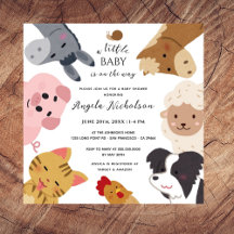 Cute ferme animaux Baby shower d'aquarelle moderne