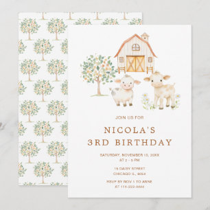 Invitation Cute ferme vaches de grange fête d'anniversaire