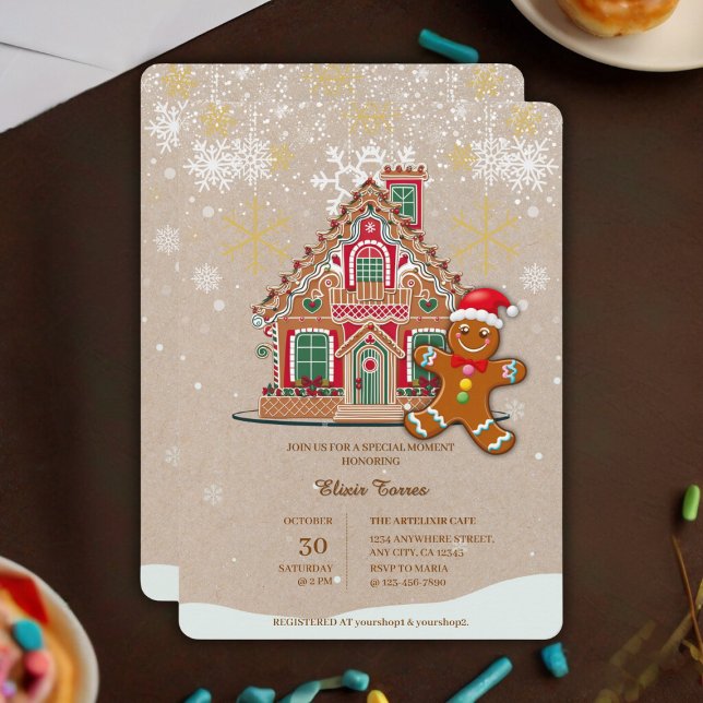 Invitation Cute Festive pain d'épices Baby shower de la maiso (Créateur téléchargé)