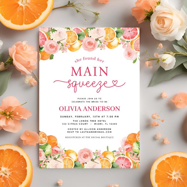 Invitation Cute Fête des mariées de Citrus de Squeeze Princip (Créateur téléchargé)