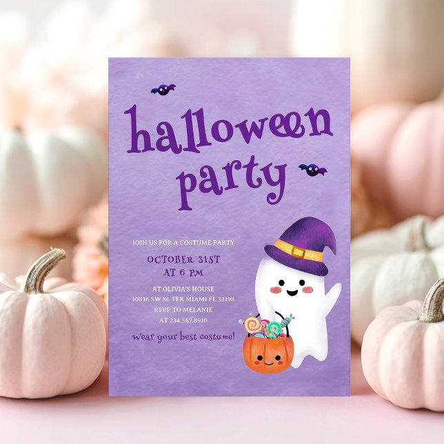 Invitation Cute fête Éffrayante Halloween Ghost (Créateur téléchargé)