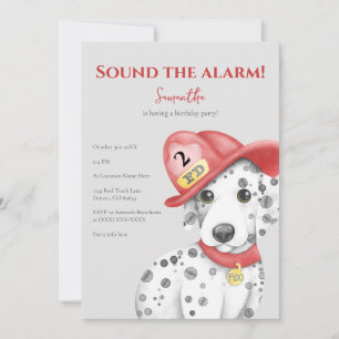 Invitation Cute Fire Fighter Dalmatien Anniversaire
