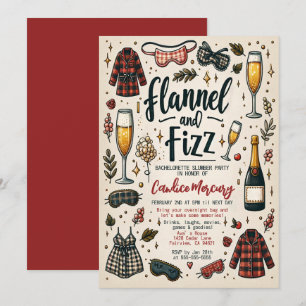 Invitation Cute Flannel et Fizz Stwood Bachelorette Party
