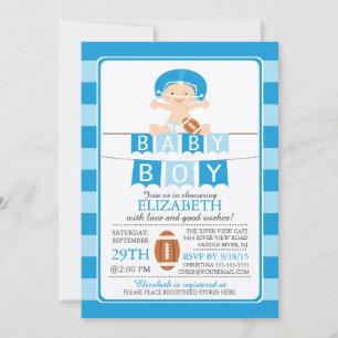 Invitation Cute Football Boy Baby Shower Invite