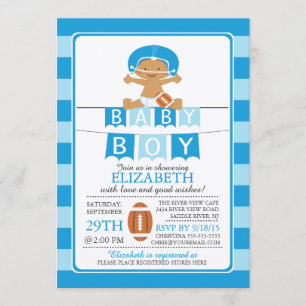 Invitation Cute Football Boy Baby Shower Invite