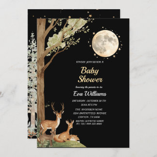 Invitation Cute Forest Friends & Moon Budget Baby Shower