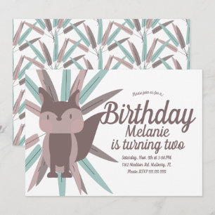 Invitation Cute Fox Tribal Feather Anniversaire Fête Invitati