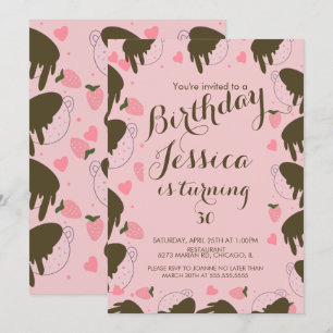 Invitation Cute fraise Chocolat Drithday