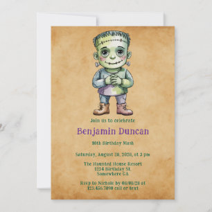 Invitation Cute Frankenstein Halloween Boy Birthday Mash