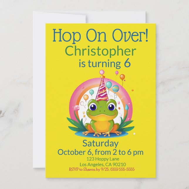 Invitation Cute Frog Anniversaire de enfant (Devant)