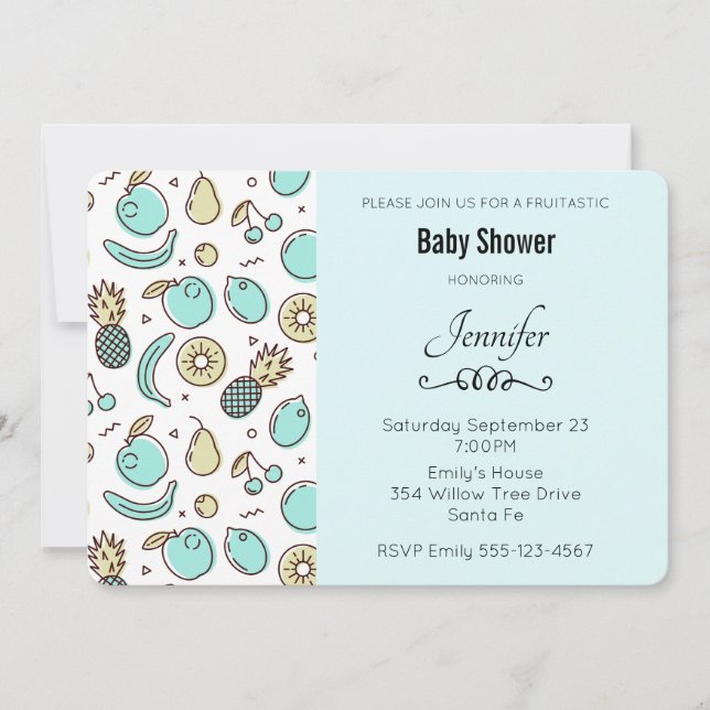 Invitation Cute Fruit Motif Summery Baby shower à thème (Devant)