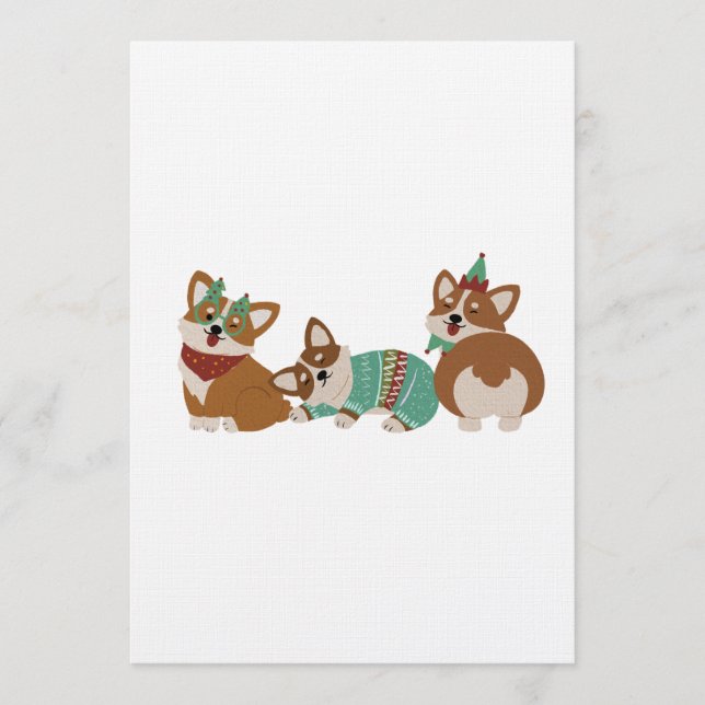 Invitation Cute Funny Corgi Dogs Christmas 2025 (Devant)