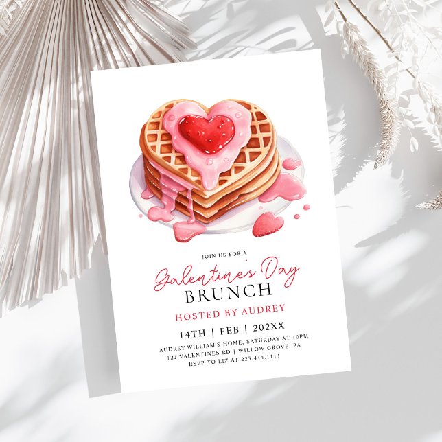 Invitation Cute gaufres Valentines Galentines Brunch (Créateur téléchargé)