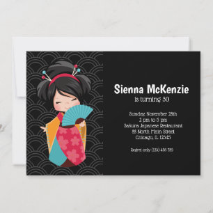 Invitation Cute Geisha * choisissez votre couleur arrière - p