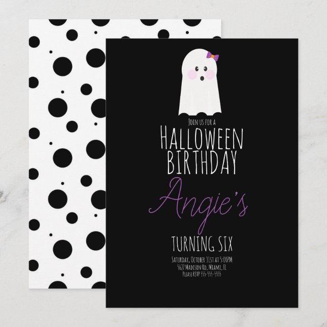 Invitation Cute Ghost Halloween Anniversaire Fête Événement N (Devant / Derrière)