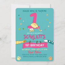 Cute Ginger Chat Enfants 1er anniversaire fêter l'