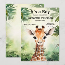 Cute Giraffe Jungle Baby Shower Party Beautiful