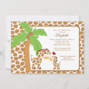 Invitation Cute Giraffe, mère et bébé Baby shower neutre