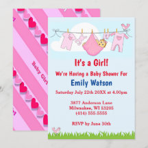 Cute Girl Clothesline Coeurs Boho Baby shower